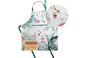 Maison d' Hermine Schürze, 100% Baumwolle, 1 Stück, verstellbarer Nackenriemen, Schürze mit Mitteltasche und langen Bändern für Damen, Herren, Koch