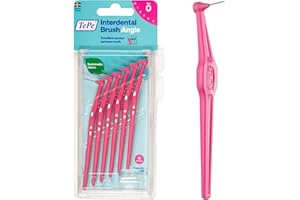 TEPE Brossette Interdentaire Angle, rose, 0.4mm/ISO 0, 6pcs,élimine la plaque dentaire, nettoyage facile et efficace entre les espaces interdentaires très serrés