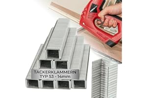 ‎STREND PRO STREND PRO Tackerklammern 14mm - Typ 53 (0.7x11.3 mm) | Tacker Klammern 14 mm| 1000 Stück | passend für STREND PRO KABEL Elektrotacker | Metall | Tacker Zubehör | DIY, Basteln