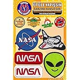 &Uuml;t&uuml; ile Yapışan Arma Yama, NASA Uzay Seti (5 ADET) &Uuml;t&uuml;yle Yapışan Nakış Dokuma Aplike Patch