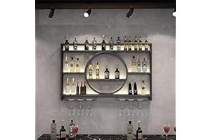 ZYUKER Modern Metal Wall Mounted Wine Rack, Wine Rack For Cupboard, Bar Unit Wall Wine Display Racks, Multifunctional Iron Champagne Stemware Wine Glass Rack for Home, Restaurant, Bar (Black,100x15x80cm)