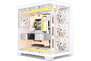 FOIFKIN F300 PC Gehäuse - Vorinstallierte 4 ohne RGB-Lüfter, ATX Mid-Tower Gaming PC Gehäuse, 270° Panoramaglas mit Type-C (Weiß, F300)