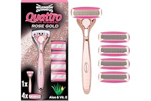 WILKINSON SWORD Wilkinson - Quattro For Women Rose Gold - Lames de rasoir pour femme - Pack de 5 lames + manche"