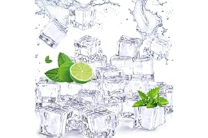 GUIDRE 50 Pz XL Cubetti di Ghiaccio Acrilico, Riutilizzabili, da 30mm, Cubetti Finto Artificiale Trasparenti Quadrata per Decorazione Domestica e Matrimoni