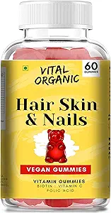 Gummies for Hair Skin and Nails for Men and Women with Biotin Folic Acid, Vitamin A, C, E, B6, B7, B9 & B12 for Hair, Glowing Skin & Strong Nails