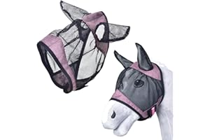 LarDen Hobby Horse Zubehör - Fliegenmaske Deluxe Pink S | HANDGEFERTIGTE Fliegenschutzmaske für Steckenpferd & Hobby Horsing | Spielzeug | Passend zu Halfter & Trense| für Pferd zum Reiten für Kinder