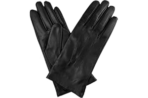 Jasmine Silk Ladies Luxury Genuine Lambskin Leather Cashmere Lined Gloves BLACK