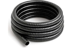 Wiltec Tuyau d'aspiration noir – 25 m/Ø 25 mm (1") / 130 g/m – avec Spirale de renforcement – Tube souple sans pression en PVC – pour Arrosage Irrigation Jardinage Évacuation Refoulement