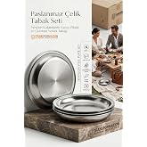 Transformacion 4'l&uuml; Paslanmaz &Ccedil;elik Tabak Seti 21 cm, Kırılmaz, Hafif, Yeniden Kullanılabilir Kamp, Piknik ve Outdoor Yemek T