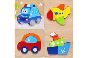 Afufu Giochi Bambini, Giochi Montessori Auto da Puzzle in Legno, Educativo Giocattoli Giochi Set Regalo per 1 Anno 2 3 4 Anni Bambina Bimbo Ragazza Ragazzo, Multicolore