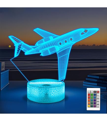 3D LED Flugzeug Lampe – USB-betrieben, 7 Farben, Optische Illusion, Nachtlicht Für Kinderzimmer & Deko