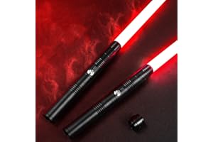 SMAUTOP Sabre Laser, RVB 7 Couleurs modifiables, 2 pièces Peuvent être connectées Sabre Laser en Alliage d'aluminium de qualité supérieure, Sabre Laser de Duel pour garçons et Filles (Noir)