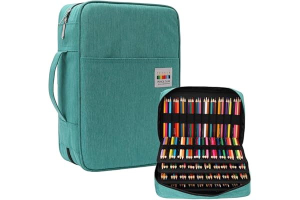 JAKAGO Trousse de Rangement 304 Crayons (100 Emplacements) 4 Compartiments Trousse Grande Capacité avec Poche & Poignée pour Le Rangement de Feutres Crayons Aquarelle Gomme