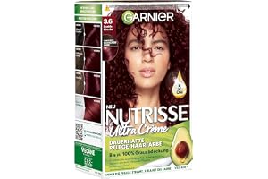 Garnier Nutrisse Permanent vårdande hårfärg med närande fruktoljor, färgning med 8 veckors grepp, Ultra Crème nyans, 36 mörka