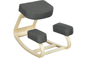 Vinsetto Sedia Ergonomica con Inginocchiatoio e Movimento a Dondolo, Sedia Posturale Imbottita Moderna in Legno di Betulla e Poliestere, 51x69x58 cm, Grigio