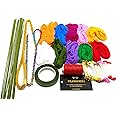 PRANSUNITA Cotton Complete Stocking Flower Making Kit For Beginners - Includes Flower Making Imported Stockings Cloth, Golden, Multi & Green Hard Wires, Pollens, Floral Tape, & Tying Thread