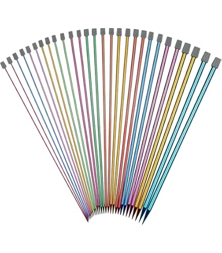Metal Knitting Needles 10In Set - 25Cm Single Pointed Aluminum, Colored Ultra Light Extra Long Straight Sweater Needles - View #8