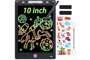 Sofore LCD Schreibtafel 10 Zoll Bunter Bildschirm, LCD Writing Tablet Doodle Scribbler Pad Lernen Lernspielzeug-Geschenk für Kinder Kinder Erwachsene Home School Office (Schwarz)