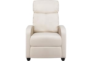 ‎YAHEETECH Yaheetech Relaxsessel Ruhesessel Fernsehsessel Cinemasessel Sofa Recliner Einzelsofa TV Hocker Sofa Bein-Ablage Kunstleder Beige