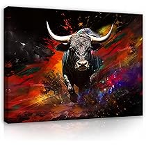 LevvArts Quadro Su Tela A Pannelli: Tori In Bianco E Nero, Set Da 7 Pezzi, 178x81 Cm, Decorazione Moderna Per Soggiorno