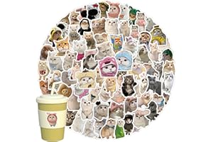 DEVENIRRICHE 100 sztuk zestaw naklejek Meme, wodoszczelne winylowe zabawne słodkie naklejki z kotami, urocze naklejki w kształcie kota do estetycznego zdobienia butelek z wodą, laptopa, telefonu, gitary, walizki