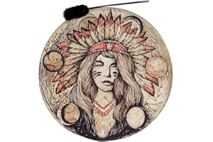 Niktule Native American Drum with Drumstick?Shaman Drum Hand Drum?Siberian Drum Spiritual Decor Gifts for Meditation Yoga Musical Enthusiasts