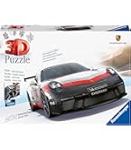 Puzzle 3D Porsche 911 GT3 Cup - 108 Pièces - Montage Sans Colle - Roues Fonctionnelles - Dès 8 Ans