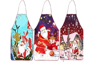 LIKPOJA 3 PCS Christmas Kitchen Cooking Aprons Wife and Husband Novelty Sexy Aprons Couples Secret Santa Funny Christmas Gifts for Women and Men Dinner Party