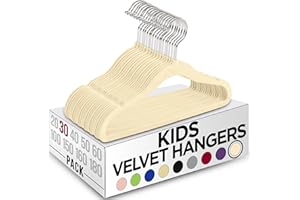 Utopia Home Lot de 30 cintres en Velours pour Enfants – Cintres durables de 28 cm pour Placard – Cintres Parfaits pour Un Usage Quotidien - Ivoire