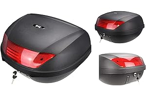 BOLT MOTORBIKE LUGGAGE TOP BOX 52 LITRE Motorcycle Scooter Cruise Luggage Storage Touring Sports Universal Rear Back Fit Top Box Case (Black,One)