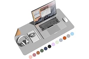 YSAGi Schreibtischunterlage, Mauspad aus Naturkork und Leder, 80x40cm Rutschfeste Schreibunterlage, Cork, Wasserdicht, Beidseitig Verwendbare Schreibtischmatte für Büro und Zuhause (Grau)