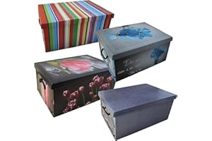 EURONOVITA' SCATOLE 4 PEZZI CONTENITORE SALVASPAZIO IN CARTONE 50 X 40 X 25 CM PER PORTABIANCHERIA,OGGETTI O ABITI