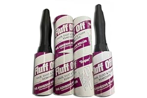 Fluff Off Lint Roller & Refill Set 2 Handles & 6 x 90 Sheet Refills. Removes Pet Hair, Fluff & Dust from Clothes, Upholstery and Carpet - 540 Total Sheets