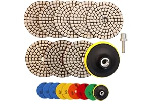 HIGHDRIL Torr diamant-poleringsskiva 8 st. (#50 x 3/#100 x 2/#200/#400/#800) för granit, sten, betong, marmor, golvslip eller polering dia 4 tum/100 mm (bakväg + M14 rund skruv)