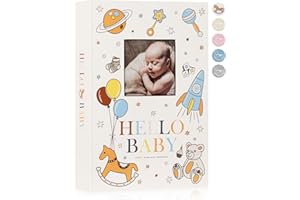 Lanpn Album de Fotos Bebe 10x15 300, Lino Álbum de Fotos, Regalos para Bebes Recien Nacidos, Baby Photo Album con zona para notas, Album Fotos Infantil, Libro Recuerdos Bebe Vistoso