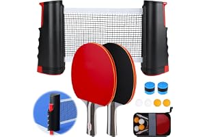 BBWELL Bordtennisset, 2 bordtennisracketar, 4 bollar (2 gula, 2 vita), infällbart nät, 2 ärmbeläggningar och bärväska, mobilset, idealisk för inomhus och utomhus