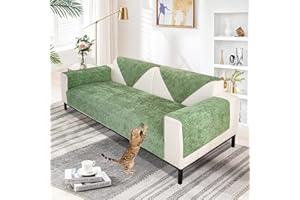 ‎SHANNA Aus Weichem Chenille Sofabezug 1/2/3/4 Sitzer L Form Sofa Couch überzug Ecksofa, 2024 Neue Universelle rutschfeste Sofa Überwurf, Solide Dicke Strukturierte Sofaschoner für Wohnzimmer(Grün, 90x120cm)
