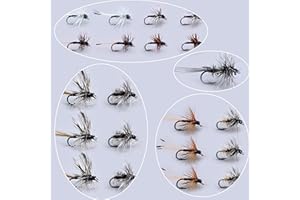 YAZHIDA Mosche secche per pesca a mosca/una dozzina/paracadute Caddis/Orecchio di lepre DORATO/ELK Hari/GRIFFITH'S GNAT/HEMMINGWAY/Parachute Adams/Royal Coachman/PEG'S Midge (Drake 6 colori)