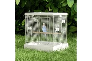 BUCATSTATE Bird Cage Carrier Open Play Top, Wire Bird Home with Two Standing Perch Stackable for Pet Bird Budgie, Lovebird, Pacific Parakeet and Small Sized Birds