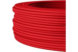 LIGHTSTOCK Textilkabel für flexible Elektroinstallation (H05VV-F), Stoffkabel 3x1.5mm², Aufputz-Textilkabel, Installationskabel, Rot - 10 Meter
