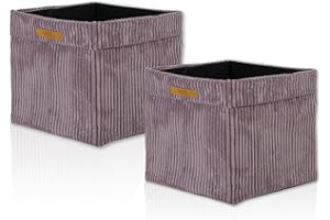 Lycce Kallax Boxen Cord 2er Set | Kallax Einsatz 33 x 33 x H31 cm | Aufbewahrungsbox mit entfernbarem Cord-Bezug passend für Kallax Regal | faltbare Ordnungsboxen aus Spannvlies | altrosa