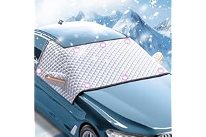 Occzin Frontscheibenabdeckung Winter, Windschutzscheibenabdeckung mit 8 Eingebauten Magneten, Große Halbgarage für Auto Winter, Schneesicher, Winddicht, Kratzfest, für die Meisten Autos, 280 * 175 cm