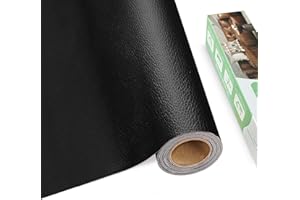 BUERPINKING Simili Cuir Autocollant, 20 X 200 cm Patch Reparation Cuir, Cuir Autocollant pour Réparation Canapé, Sièges de Voiture, Meubles, Noir