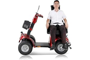 ‎ZVGREEN ZVGREEN-Mobilitätsroller mit 4 Rädern-Seniorenmobil-Kapitänssitz-Max. 15km/h-geräumiger Stauraum-drehbarer Sitz-Elektromagnetische Bremse (DJD2D ROT-15)
