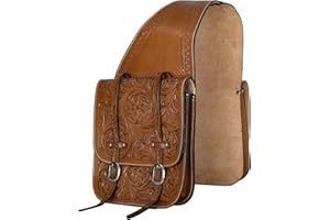 Hulara Vollnarbiges Büffelleder Westernsatteltasche Bearbeitete Pferdesatteltasche Für Trailreiten Braune Satteltaschen für Pferde