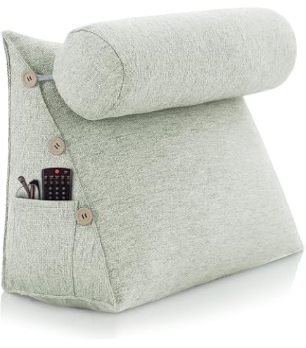 Johnear wigvormig kussen, leeskussen voor bed en bank, rugkussen, blauw