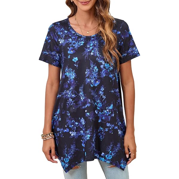Maglietta Donna A Maniche Corte, Scollo A V, Basic, Elegante, In Blu Navy, Taglia S, FANGJIN