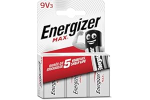 Energizer Max - Pile 9V (Lot de 3) - Alcaline Neuf Volts - Énergie longue durée - pour Les Détecteurs de Fumée et Les Radios - Emballage 100% recyclable et sans plastique - Conservation 5 ans