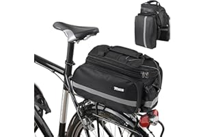 ROGTYO Torba rowerowa na bagażnik rowerowy, możliwość rozszerzenia do 27 l, wodoodporna, odblaskowa torba rowerowa, z uchwytem do noszenia i paskiem na ramię