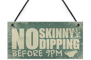 RED OCEAN Hot Tub Plaque Garden No Skinny Dipping Shed Sign Jucuzzi Pool Funny Outdoor Sign FRIEND Gift